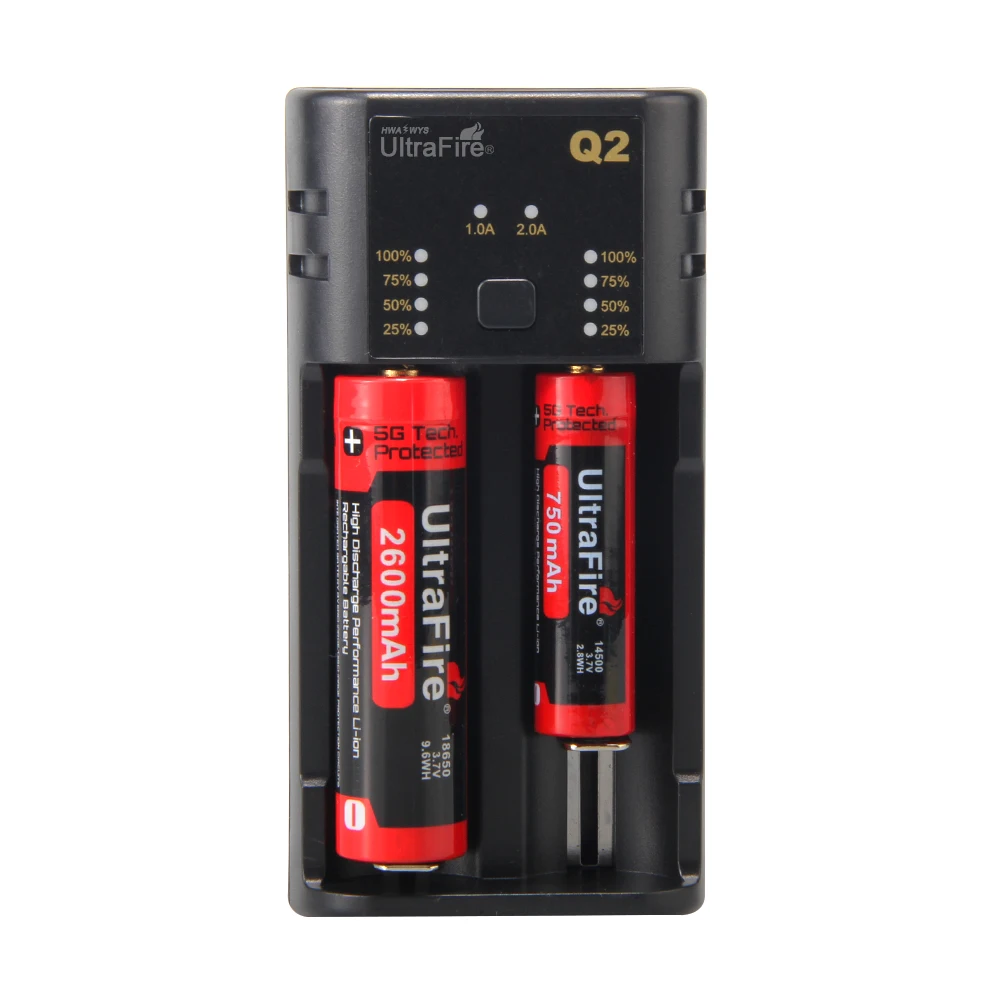 UltraFire Q2AA/AAA/18650/14500 батареи Зарядное устройство USB двойной слот универсальный литий Батарея Зарядное устройство с USB кабелем DC 5V
