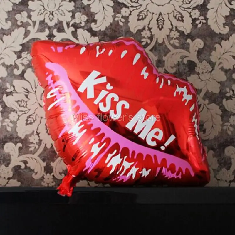 1 шт. надписью Kiss Me (Поцелуй меня) цвета в виде красных губ гелиевый воздушный шар