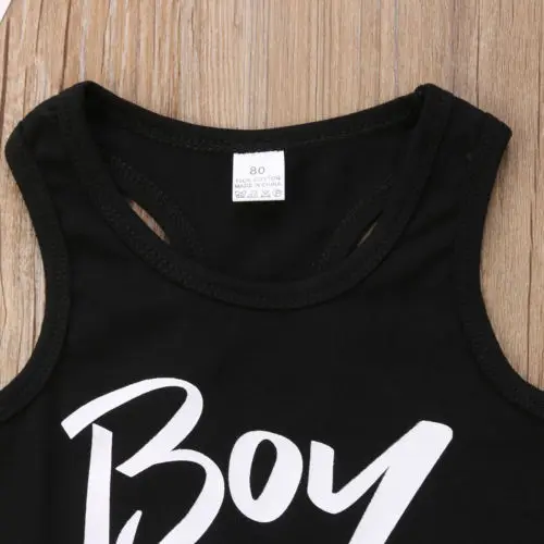 Newborn Kids Striped Boss Clothing Set Baby Boy Cotton Vest Tops+Harem Pants Leggings Outfits |