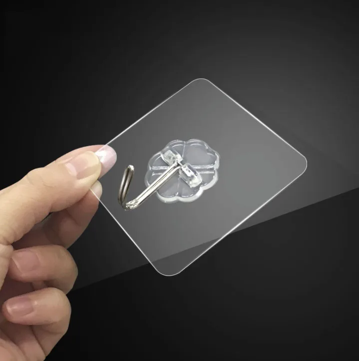clear 4PCS 4 шт. прозрачный настенный крюк из нержавеющей стали супер мощность кухня ванная комната бесследная дверь мебель использование продуктов держатель многофункциональный - Цвет: clear 4PCS