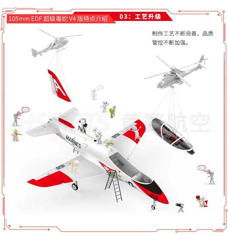 HSD Avanti Navy super viper 105 мм EDF jet plane PNP 12S версия с тормозной системой