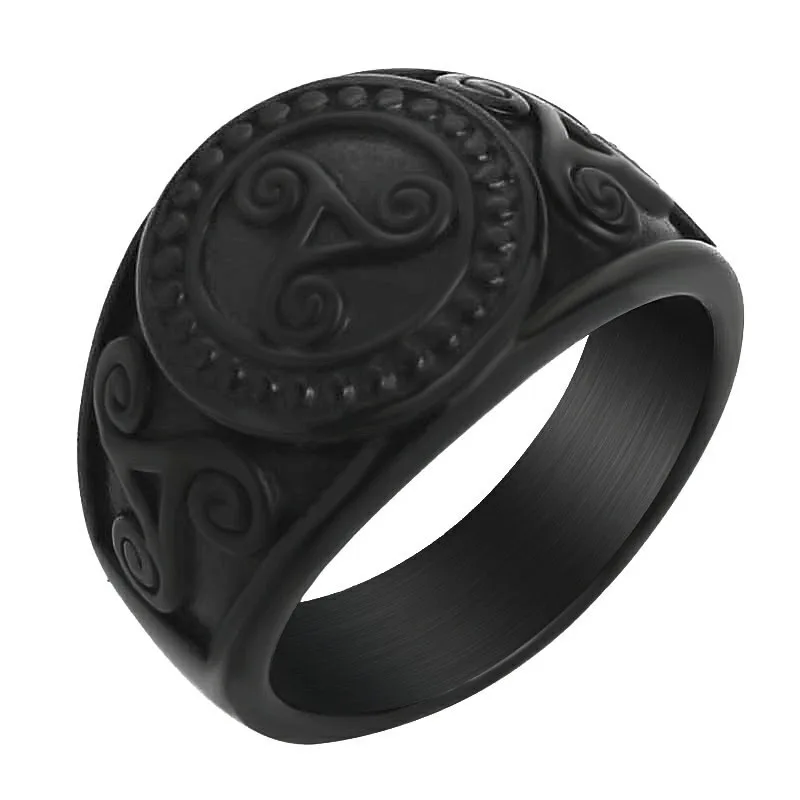 Valily Jewelry Для мужчин, Золотое кольцо Нержавеющая сталь Celt Viking kольцо в форме цветка для Для мужчин Винтаж ремешок круглые кольца Для женщин US Размеры - Цвет основного камня: Black