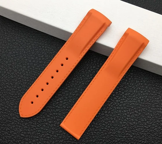 22mm Orange strap 20 мм 22 мм черный синий водонепроницаемый изогнутый конец силиконовой резины ремешок для часов Omega ремешок Seamaster планета 232 океан браслет инструменты - Цвет ремешка: 22mm Orange strap