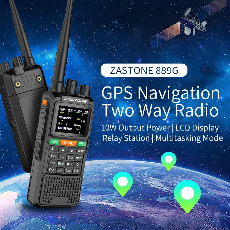 ZASTONE ZT 889G GPS SOS портативная рация 10 Вт 3000 мАч VHF/UHF 400 520/134 174 МГц 999CH Ham Радио