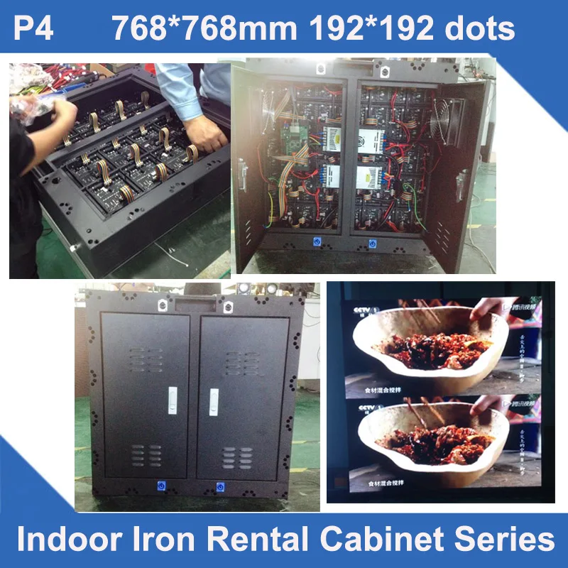 

TEEHO P4 indoor LED Display Cabinet p4 led indoor iron cabinet fixed installation rental use led advertising led sign TV