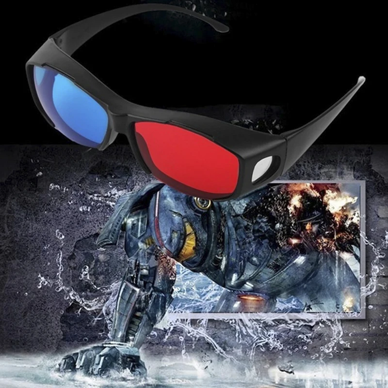 1 шт. 3d очки в черной оправе красного и синего цвета для видеоигр|3D виртуальной
