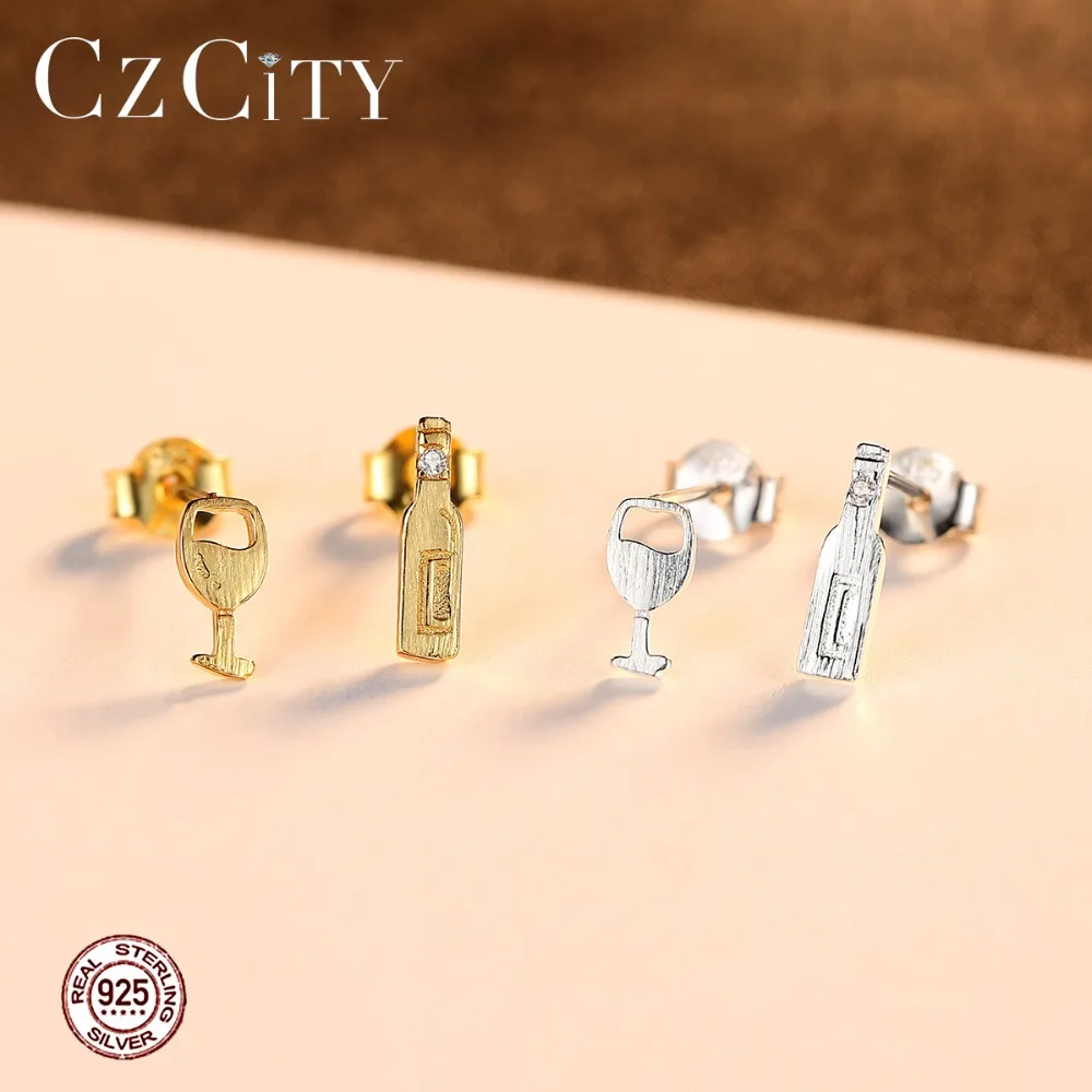 CZCITY милое дизайнерское платье винная бутылка в форме сердца серьги гвоздики для