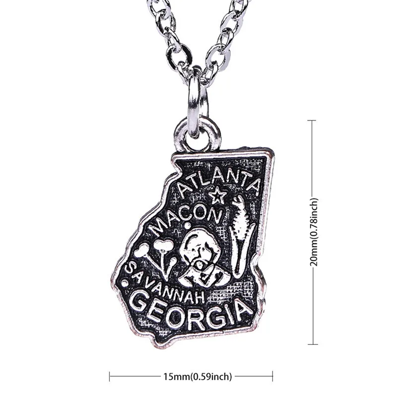 Кулон Fishhook в американском стиле с картой штата Джорджия ожерелье для мужчин и