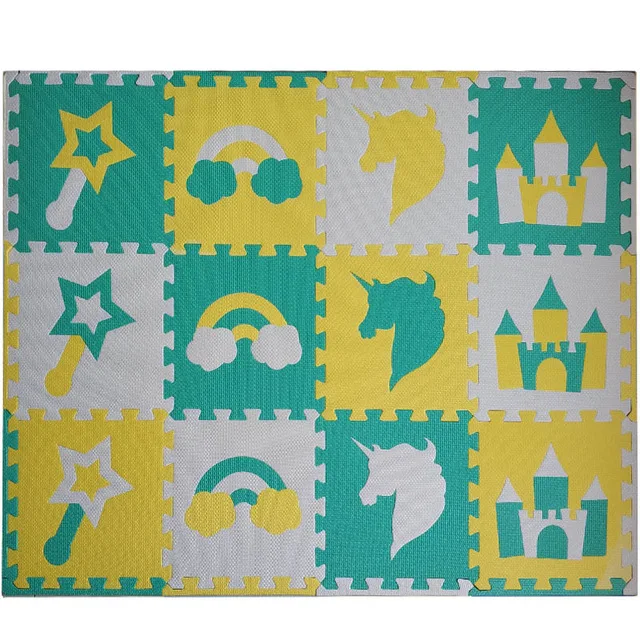 Yellow-Green-White ОТК 8/24 шт. Единорог Стиль детская пена EVA головоломки игровой коврик/детский коврик ковер блокируя Циновка для детей Плитки 30*30*1 см - Цвет: Yellow-Green-White