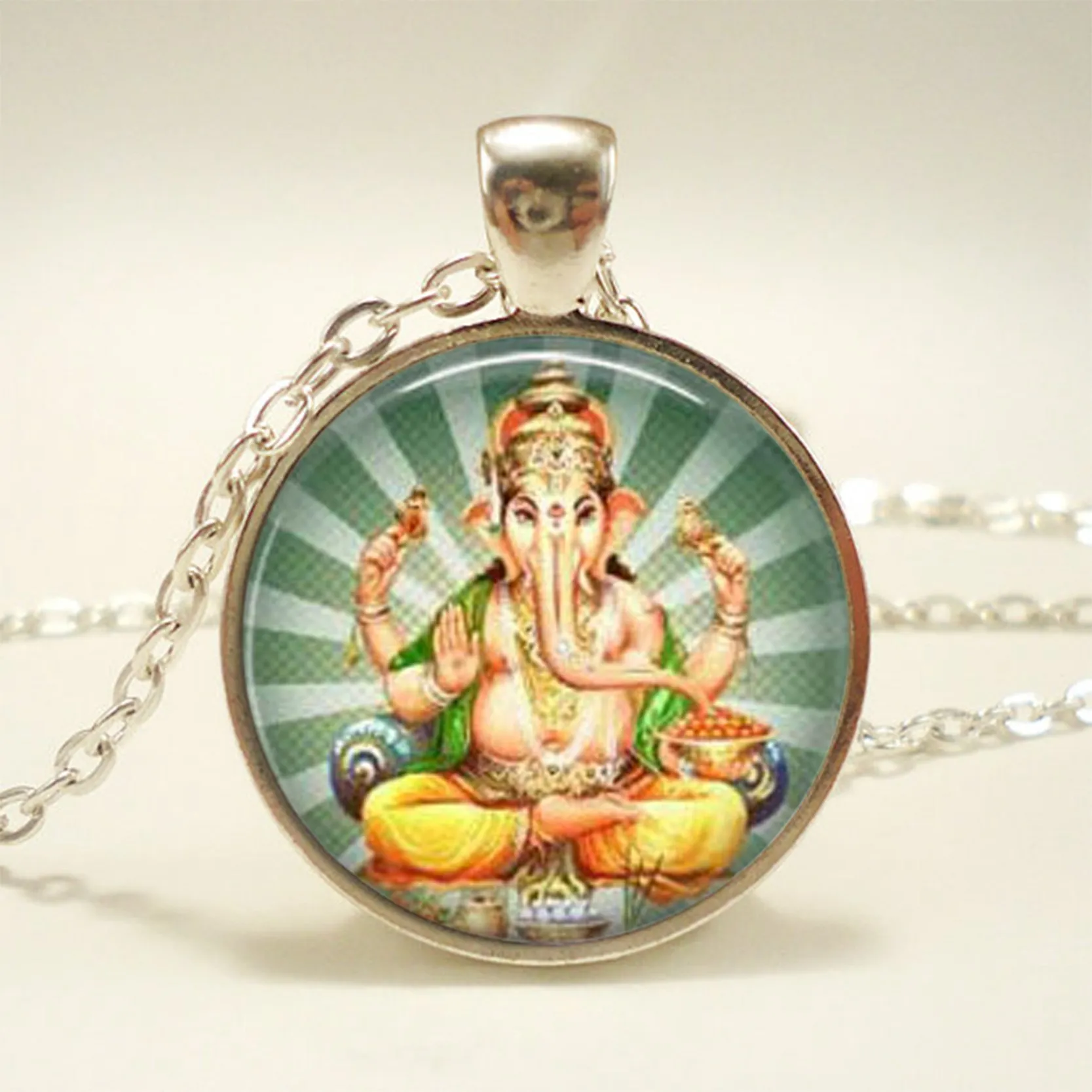 Ожерелье с амулетом Krishna и Radha подвеска серебряного цвета Lakshmi ожерелье Hinduism Shiva