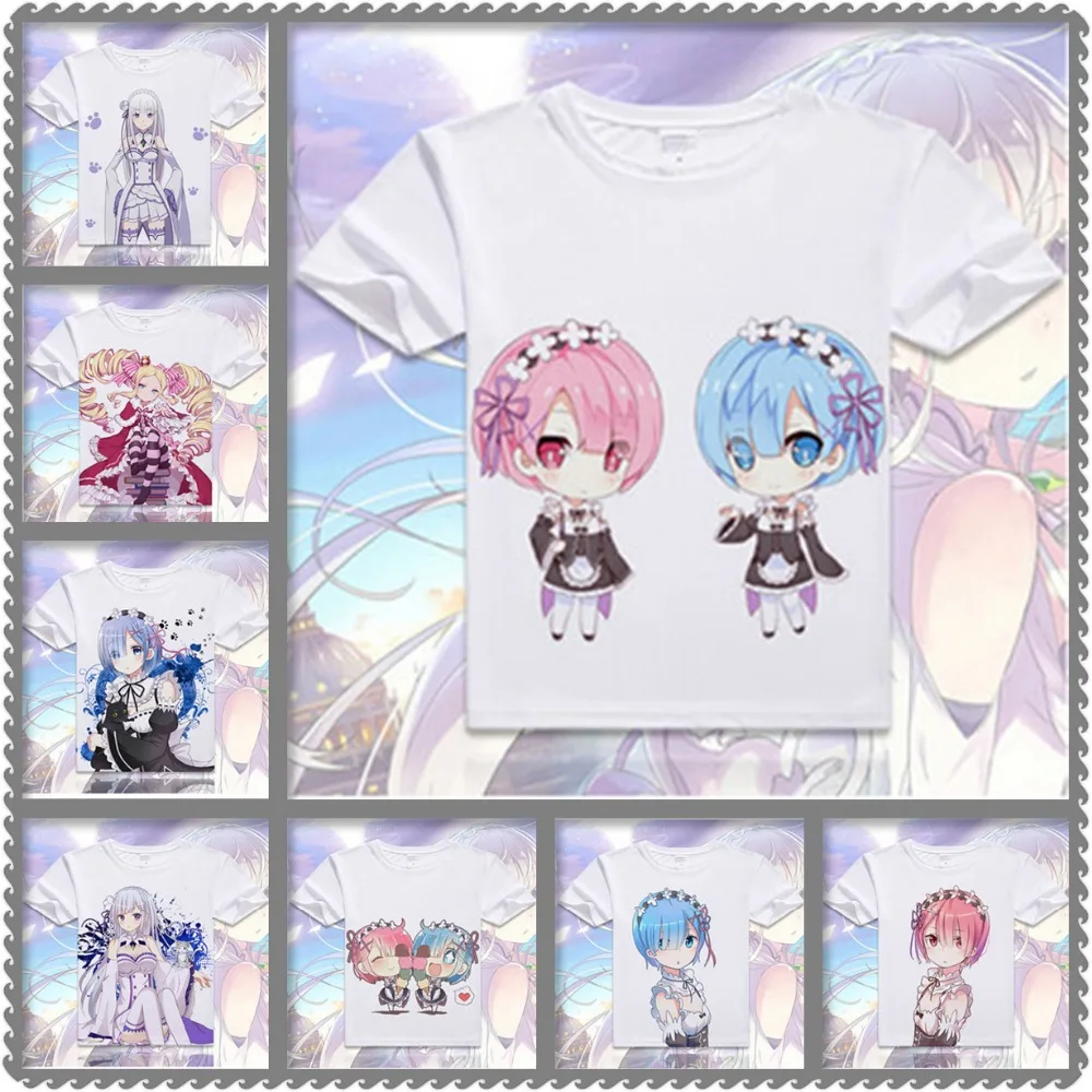 Костюм для косплея мужчин и женщин аниме футболка с рисунком Re:Zero kara Hajimeru Isekai Seikatsu