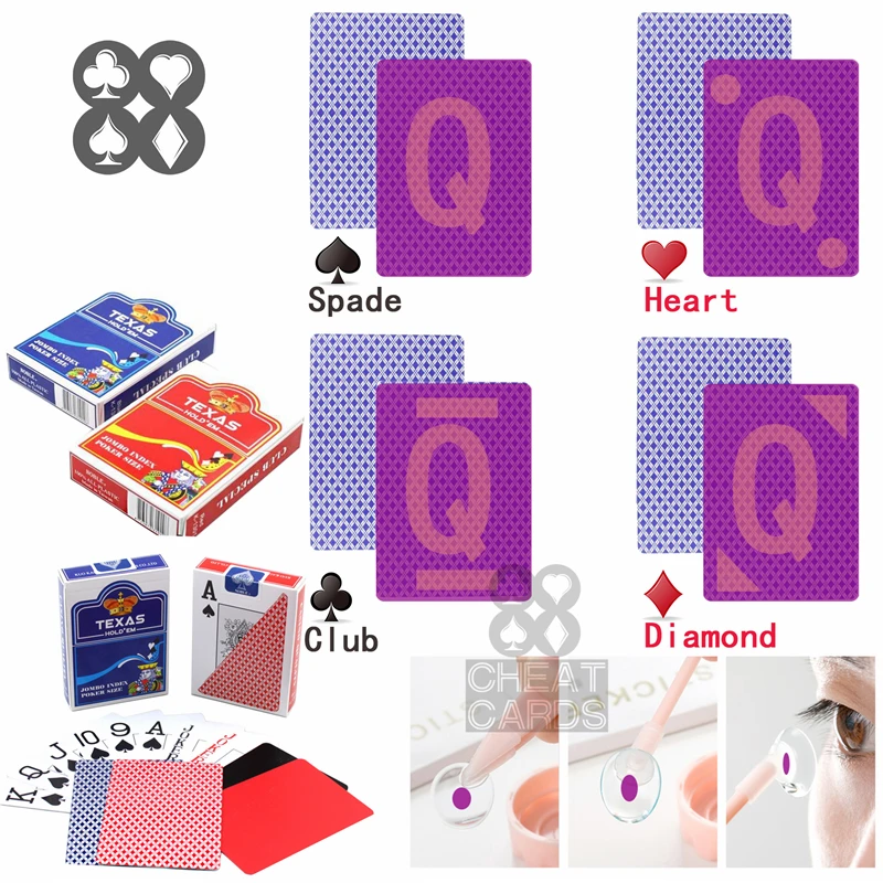 Perpsective Poker игральные карты Texas Hold'em Poker пластиковые накрученные карты волшебные очки УФ контактные линзы азартные обман