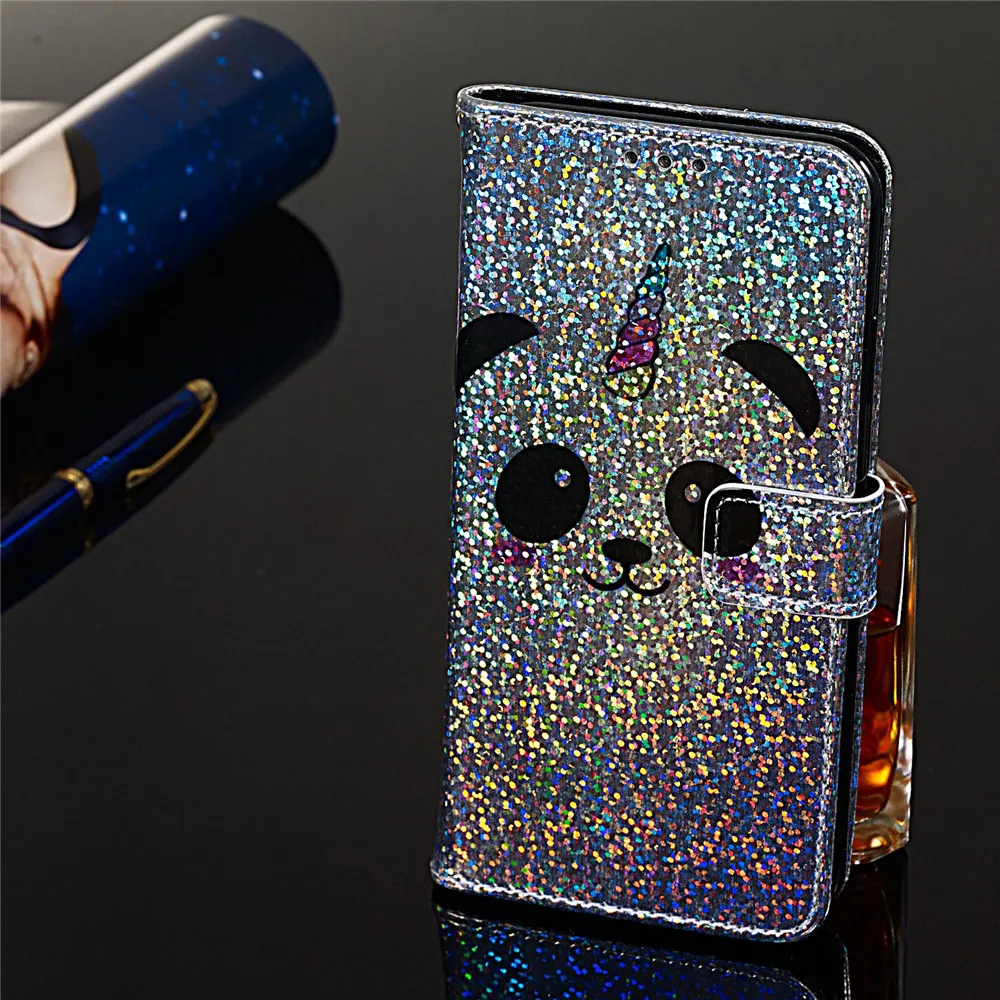 Блестящий чехол-книжка с единорогом для huawei mate 20 Lite P30 Pro Y7 Ретро Стильный кожаный флип-чехол с ремешком - Цвет: XXM