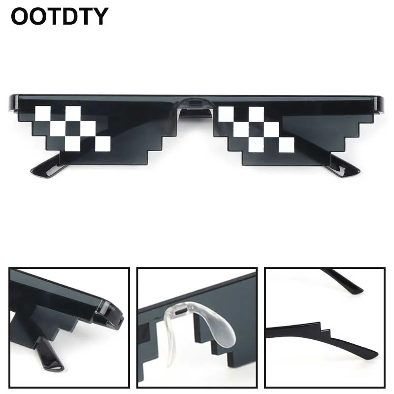

Thug Life Glasses Deal With It Glasses Pixel Women Men Black Mosaic Sunglasses