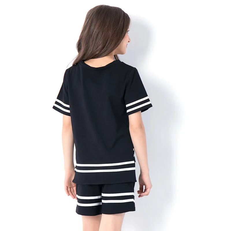 Спортивный костюм для девочек подростков простая черная хлопковая повседневная