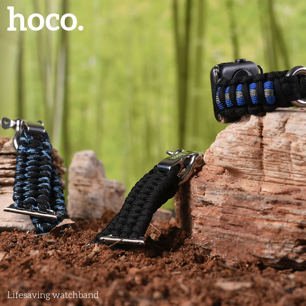 Hoco lifesaving нейлоновая лента для Apple Watch 4 44 мм 40 мм камуфляж тканые ремешки Браслет с металлической пряжкой для Iwatch 3 2 1