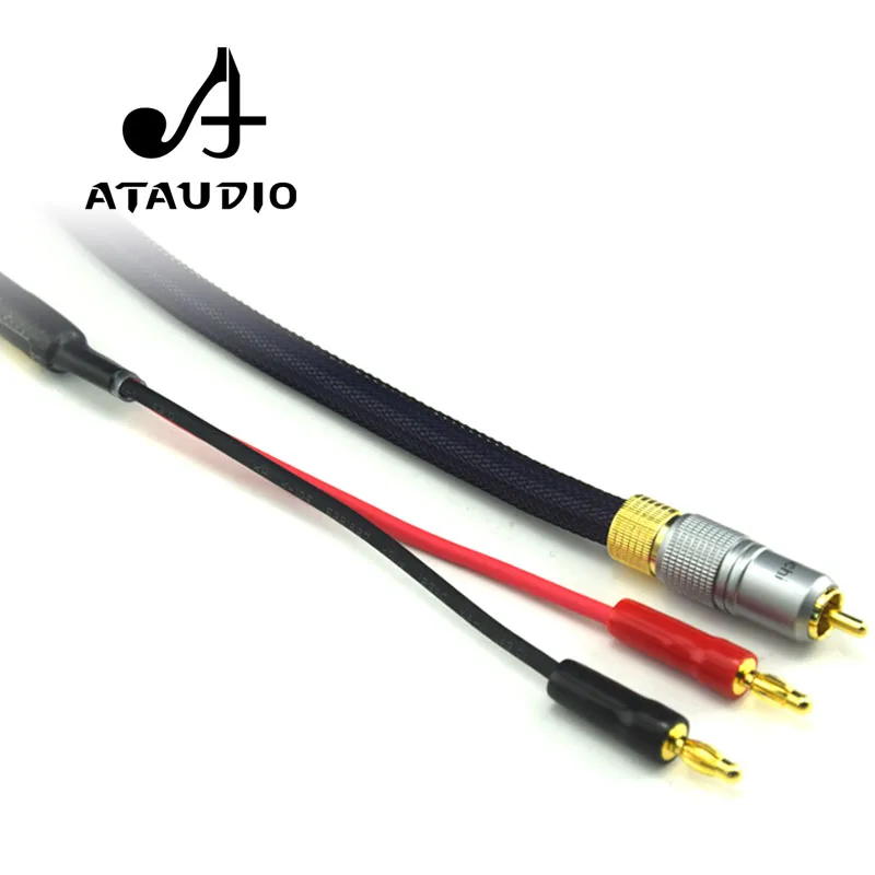 Кабель ATAUDIO Hi Fi RCA на 2 бананового Jack 6N OFC одна двойная вилка типа банан кабель