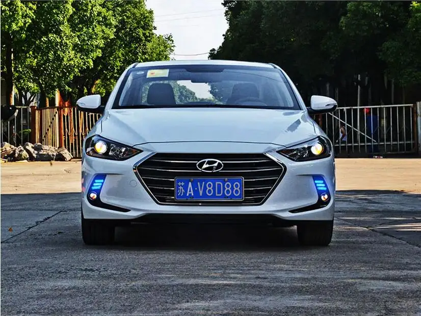 1 компл. Бампер головной светильник для hyundai Elantra Дневной светильник~ 2018y автомобильные аксессуары светодиодный DRL налобный фонарь для Elantra противотуманный светильник