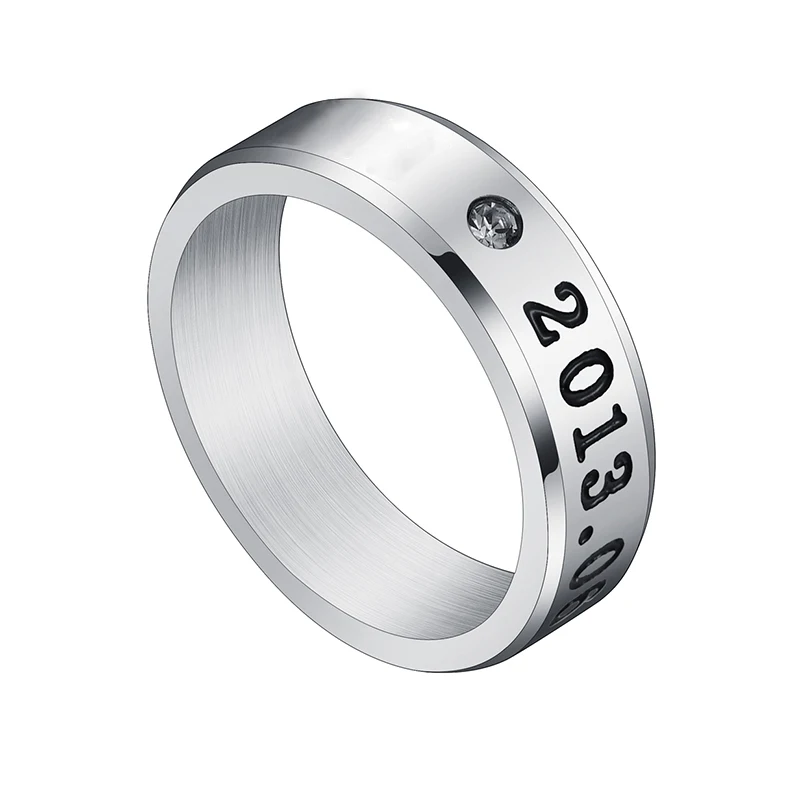steel 2013 Auxauxme Titanium Steel Rap Monster Zircon Rings Gold Wedding Promise Ring For Women Men Engagement Jewelry Gift - Цвет основного камня: steel 2013