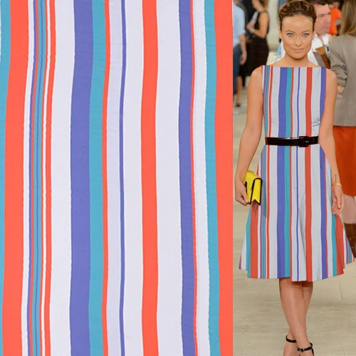 Полосатый дизайн печати чистый Шелковый жоржет креп шелковая ткань 140 см ширина