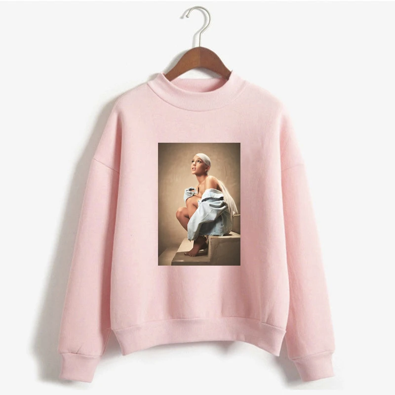 Pink Ариана Гранде розовые толстовки женские Harajuku пуловер Толстовка просто держать дыхание больше размера d Толстовка размера плюс платье Топы - Цвет: Pink