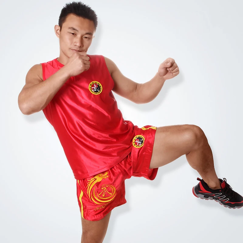 Мужской спортивный костюм с вышивкой дракона Санда вушу Муай Тай боксео ММА