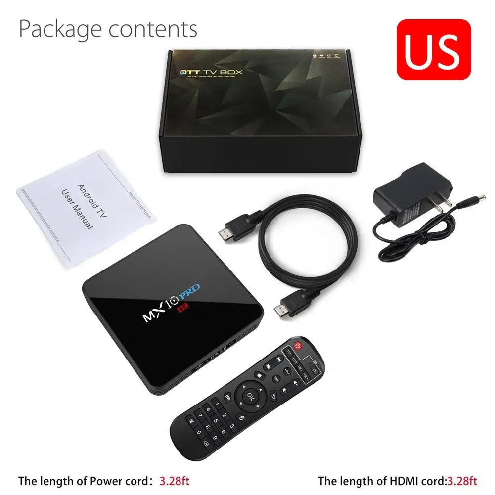 MX10 PRO Bluetooth четырехъядерный 32 Гб ТВ бокс Android 7 1 RK3328 4K Miracast Airplay 2 4G/5G двойной WiFi HD