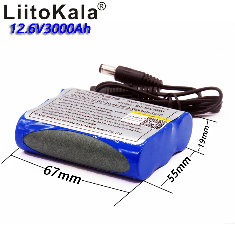 Liitokala Новая камера 12 V 3000 mAh Li-Ion 12 V 3Ah Аккумулятор для камеры+ зарядное устройство 12,6 V 1A ЕС/вилка США