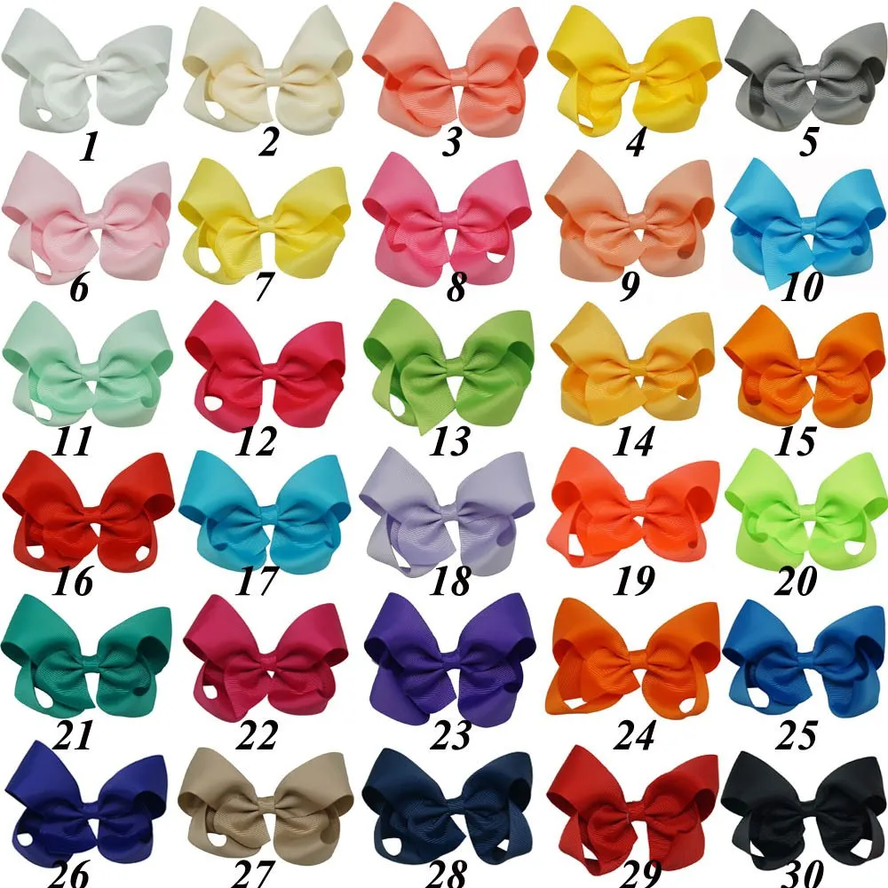 2Pcs/Lot Sweet 4'' Solid Hair Bows Grosgrain Ribbon With Alligator Clip Hairpins For Kid Girls Accessories | Детская одежда и