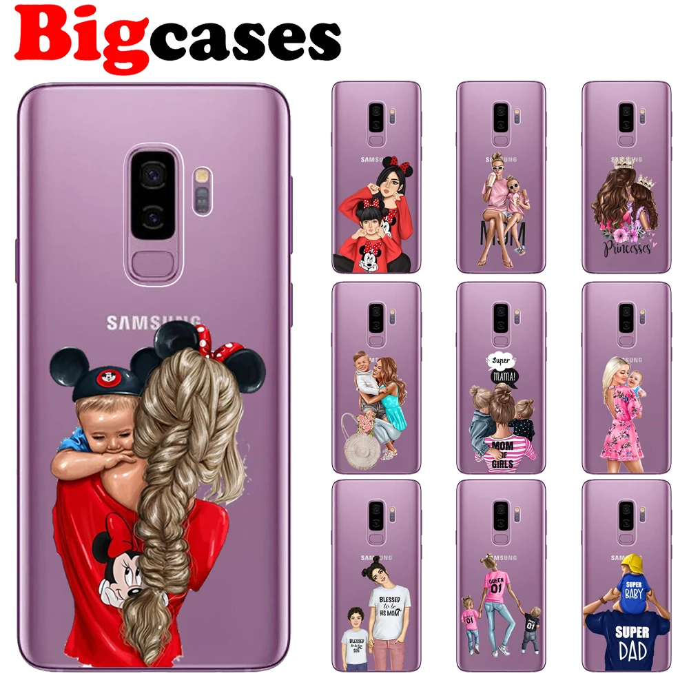 Soft TPU Funda For Samsung Galaxy S7 Edge S8 S9 Plus Case Cover Silicone Capa Cute Baby Mom Dad Girl Coque Protect Phone Shell |