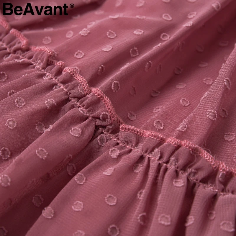 BeAvant Boho летняя плиссированная мини-юбка женская короткая юбка в горошек с высокой талией розовая трапециевидная шифоновая юбка с цветочным принтом и рюшами