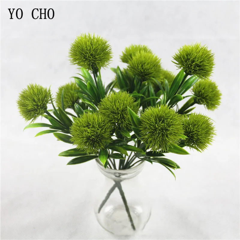 

YO CHO Cheap Artificial Plastic Flower Dandelion Bouquet Display Flower Ball Wedding Wall Decor Fake Flower Hydrangea Home Decor