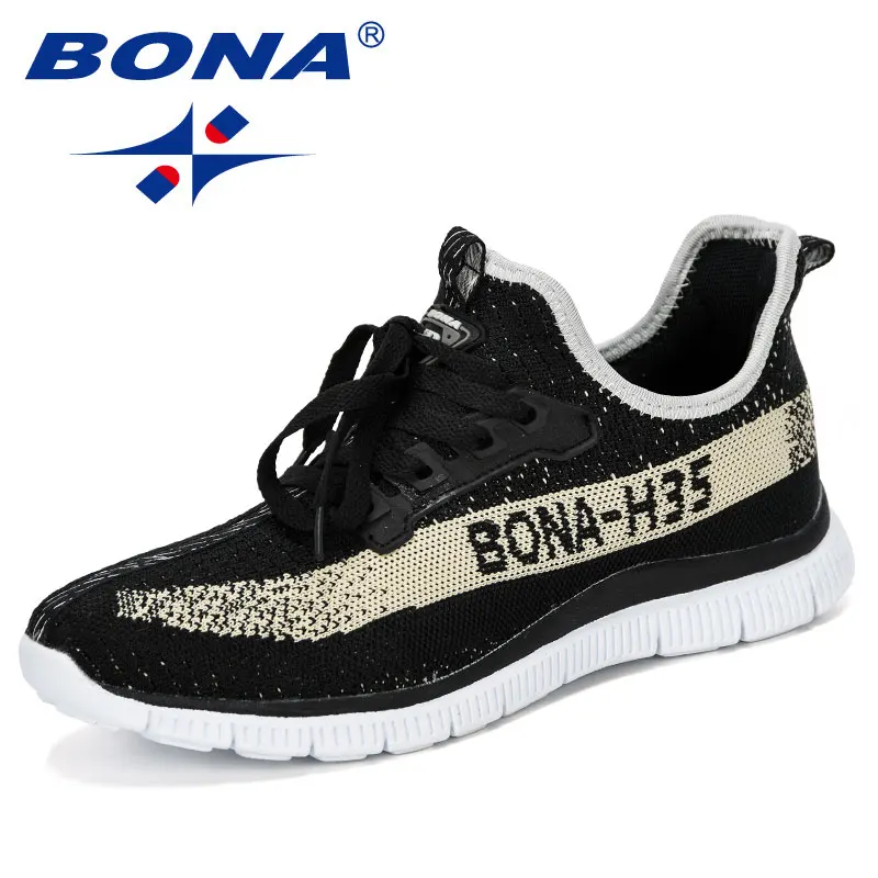 Black light gray BONA/Новинка года; Дизайнерские кроссовки; дышащая повседневная Нескользящая Мужская Вулканизированная обувь; Мужская износостойкая обувь из сетчатого материала; Tenis Masculino - Цвет: Black light gray