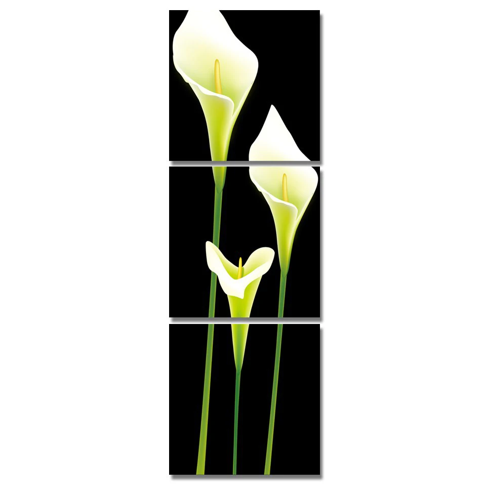 HD печатная современная картина для гостиной 3 панели белый цветок модульные