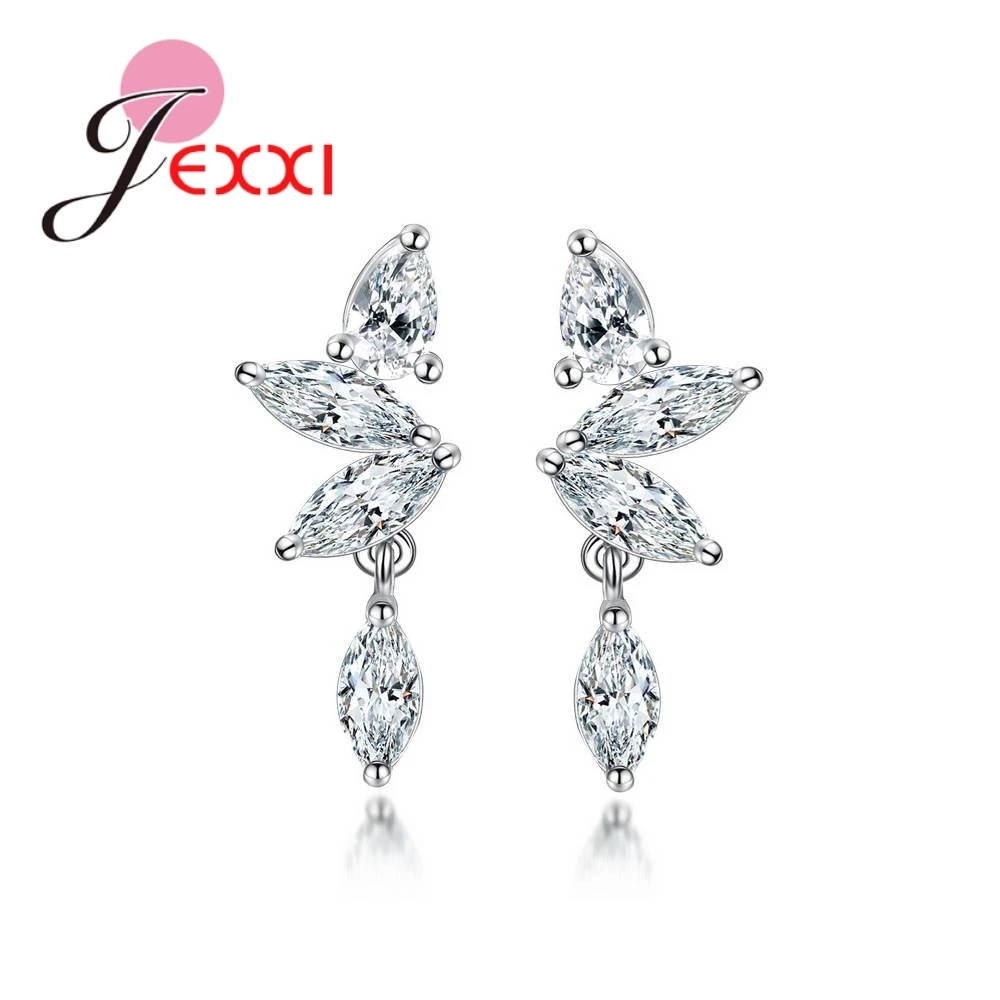Серьги из серебра 925 пробы с белыми кристаллами | Украшения и аксессуары