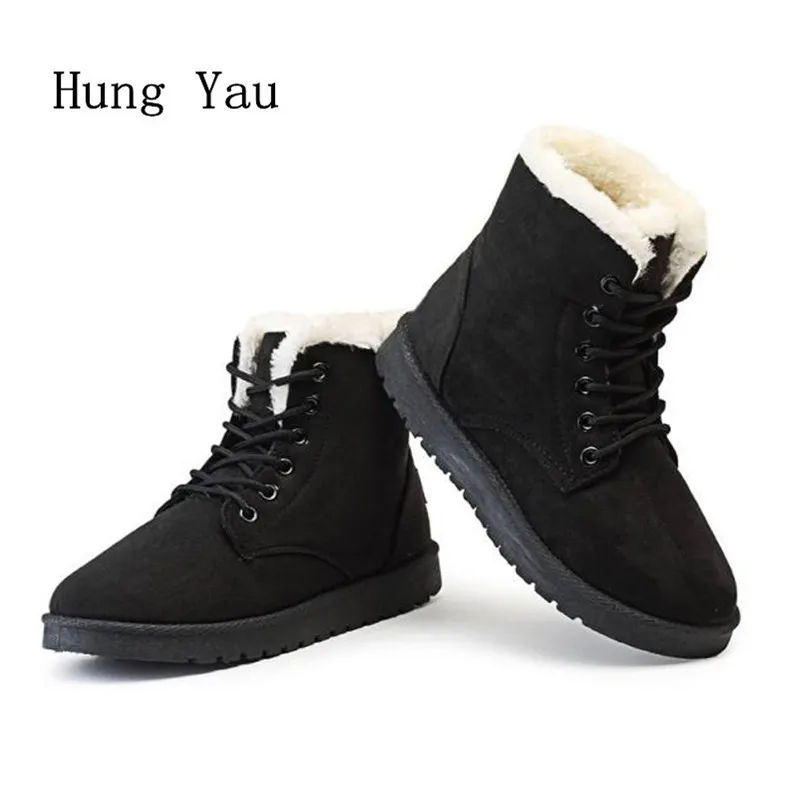 Женские зимние ботинки мартинсы 2018 зимняя теплая женская повседневная обувь