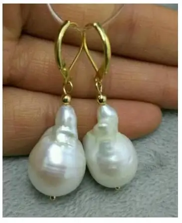 Huge AAA natural baroque white pearl earrings 14K/20 | Украшения и аксессуары