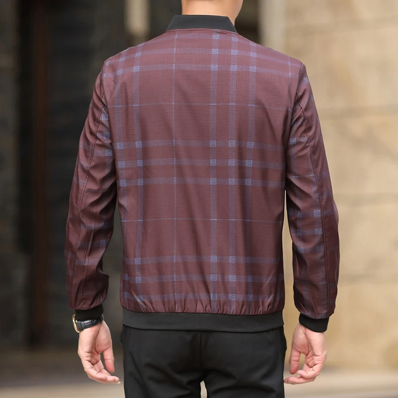 Мужская куртка-бомбер MIACAWOR Повседневная Деловая куртка в клетку модель J611 на