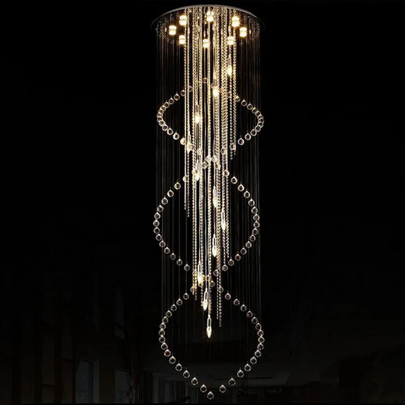 

Manggic Crystal Pendant light Large Size Spiral Long Spiral Modern Stair Foyer Fixture Hotel Villa Pendant light