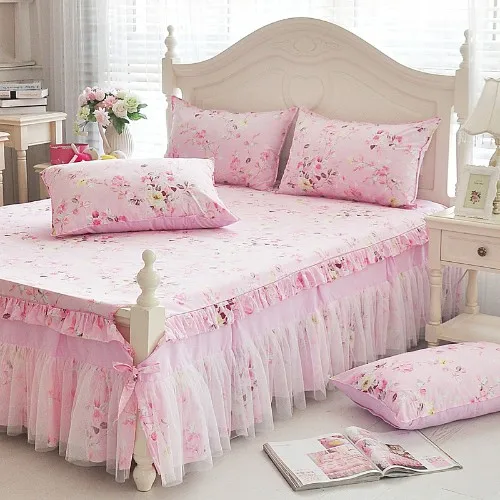 Bed skirt 3 Близнец полный queen король хлопок набор постельных принадлежностей кружева принцесса кровать юбка постельное покрывало простынь набор постельного белья для детей ростом от 90/100/120/140/150/160/180*200 см - Цвет: Bed skirt 3