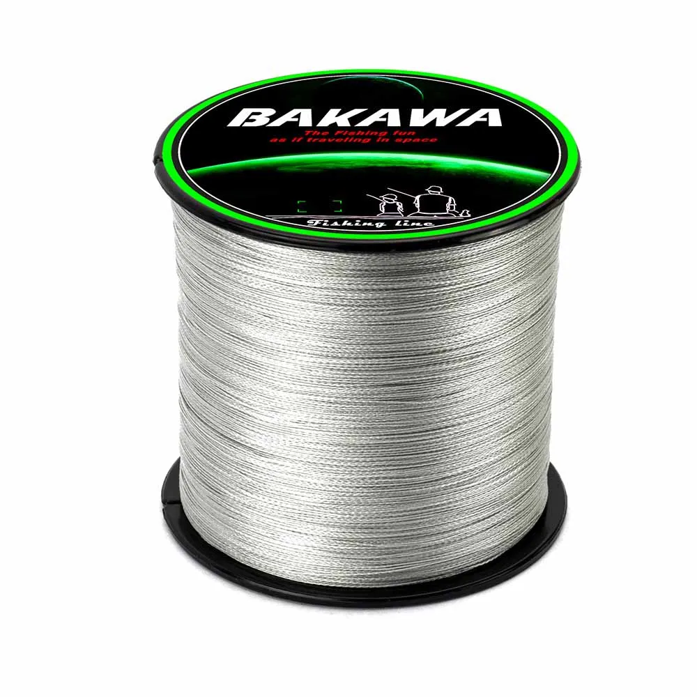 BAKAWA 300 м ПЭ 4 нити плетеная леска многофиламентная леска супер прочная для ловли карпа проволока - Цвет: 4 Stand  GRAY