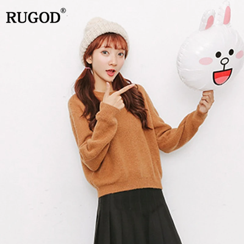 RUGOD 2018 Новый осень-зима модный свитер с круглым вырезом и длинными рукавами Famele