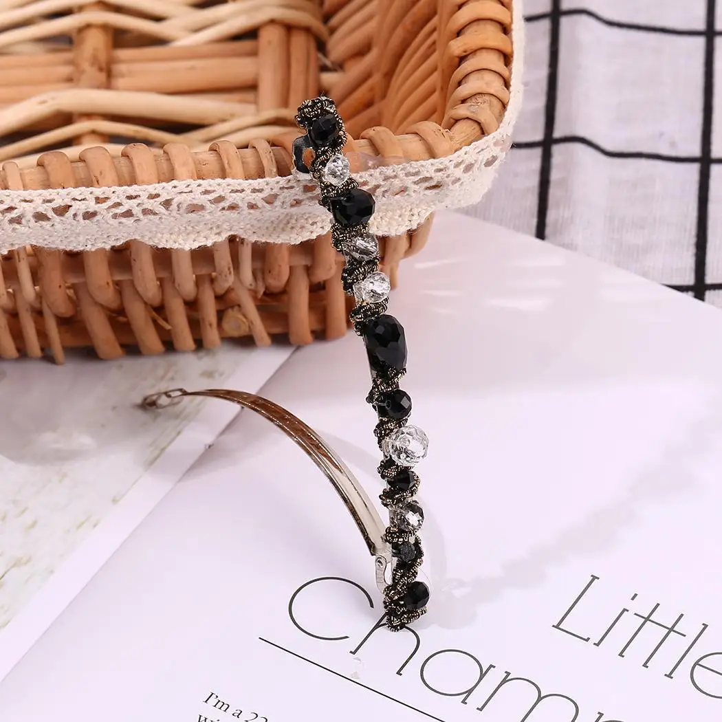 Женский Цветной обруч для волос со стразами необычный петля зажим аксессуар