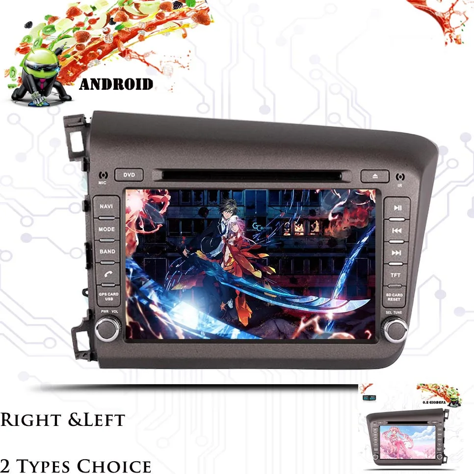 Android 9 0 Восьмиядерный 4 Гб RAM Автомобильный dvd плеер для HONDA CIVIC 2011 2015 LHD RHD ips