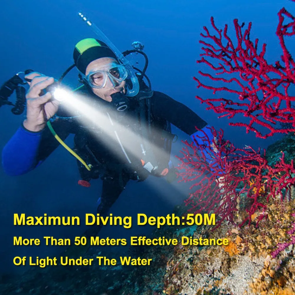 Asafee Diver фонарь CREE XML L2 светодиодный водонепроницаемый фонарик для подводного плавания 100 м фонарь es с батареей и зарядным устройством