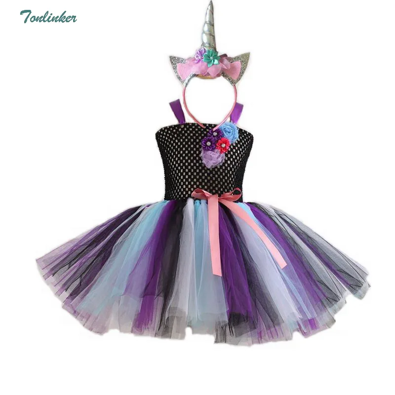 Обувь для девочек Единорог Тюль чёрное платье пачка с единорогом ободок рогом