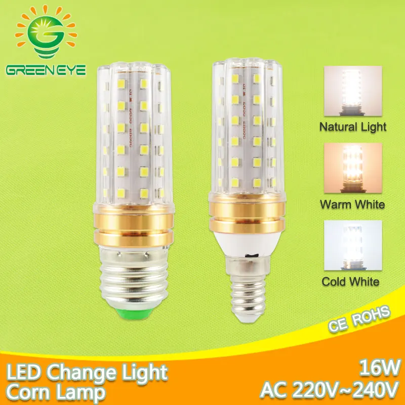 Новый светодиодный светильник E27 E14 лампы 16 Вт AC220V 240V кукурузы лампа 60 SMD 2835