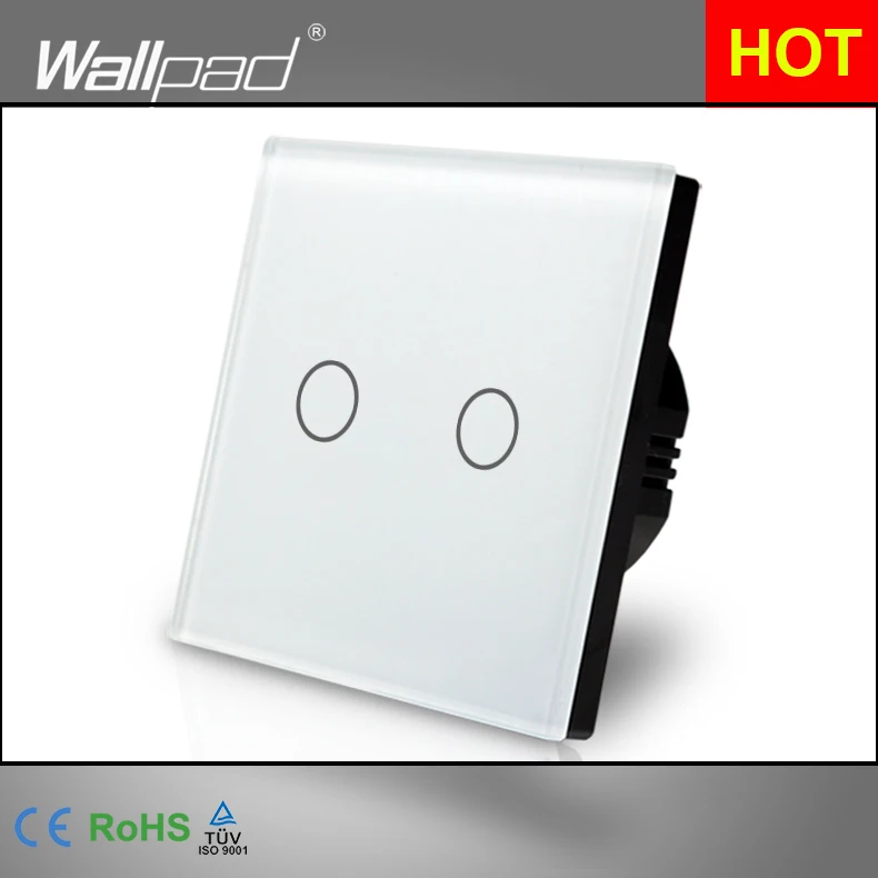 Белый Новое поступление Wallpad стандарта ЕС, США, Великобритании 110 V-220 V 2 банды 2 Way 3 Way позиция белый Стекло Панель сенсорная кнопка настенный переключатель света фар Питание - Цвет: Белый