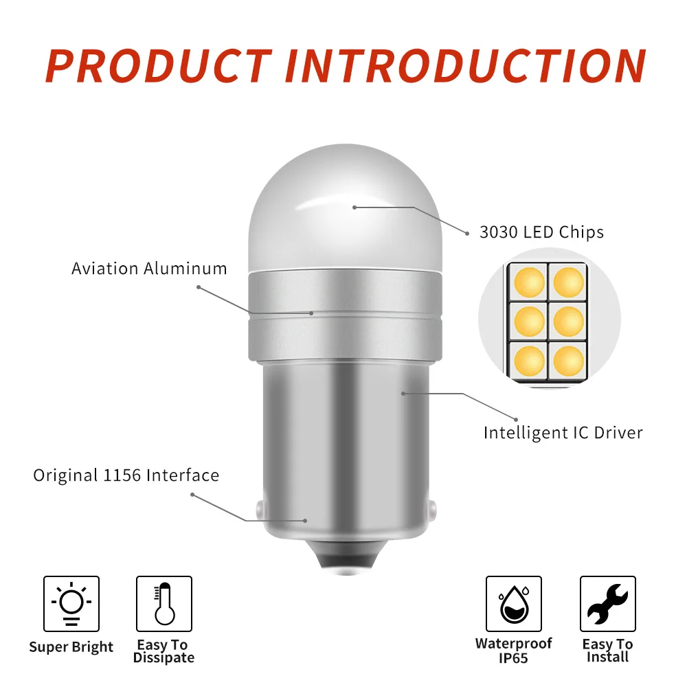 2шт 1156 P21W светодиодный Canbus без ошибок BA15S светильник лампа для Volkswagen Passat B7 2011 2012 2013
