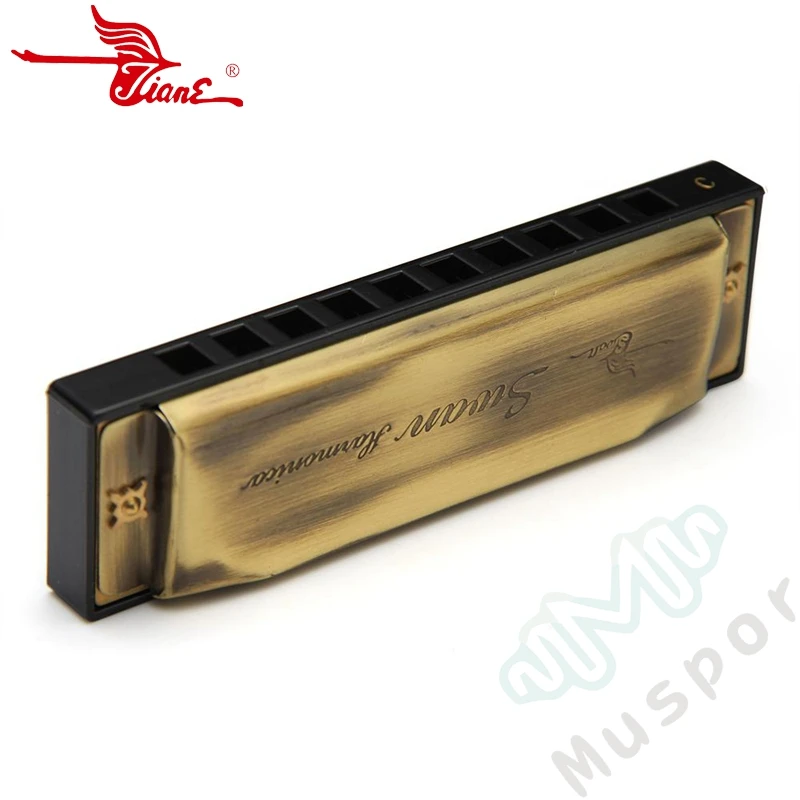 Лебедь бронза 10 отверстий Diatonic Bluetooth Harp гармоника Ключ C | Спорт и развлечения